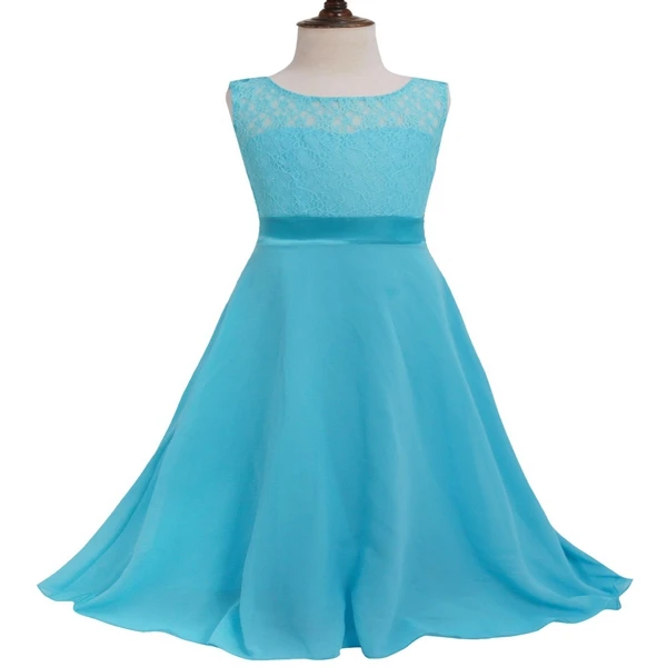 TiaoBug/элегантные кружевные платья с цветочным узором для девочек; Платья с цветочным узором для девочек; платье для выпускного вечера; платья для первого причастия; Длина до пола; От 4 до 14 лет - Цвет: Blue