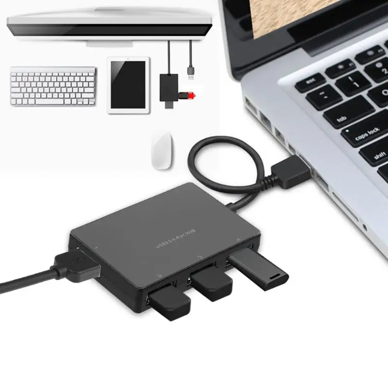 USB 3.0 Hub 4 ميناء 5 جيجابايت في الثانية فائقة السرعة البلاستيك الأسود USB Hub الخائن لأجهزة جهاز كمبيوتر شخصي ملحقات امدادات الطاقة الخارجية جديد