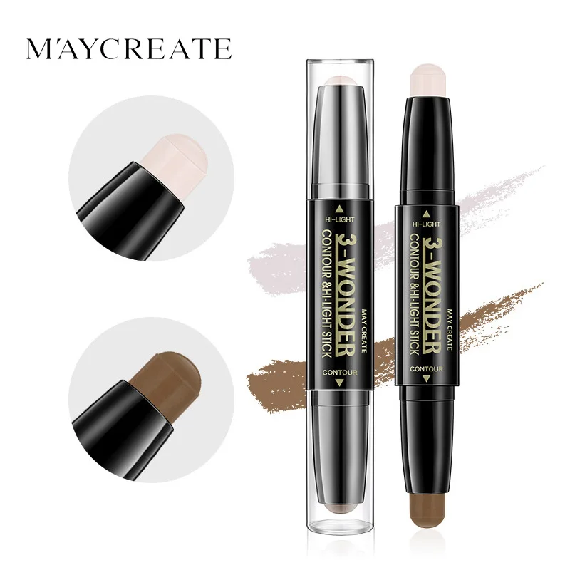 

MayCreate Face Makeup Concealer Pen Multi effect Double Head 3D Bronzer Highlighter Stick highlighter palette Makeup iluminador