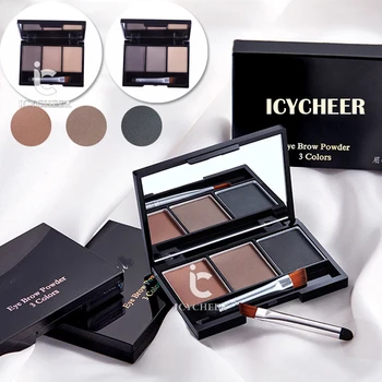 

ICYCHEER 3 Colors Eye Shadow Powders With Mirror Brush Eye Brow Makeup Eyebrow Powder Waterproof Eyebrow Wax Palette