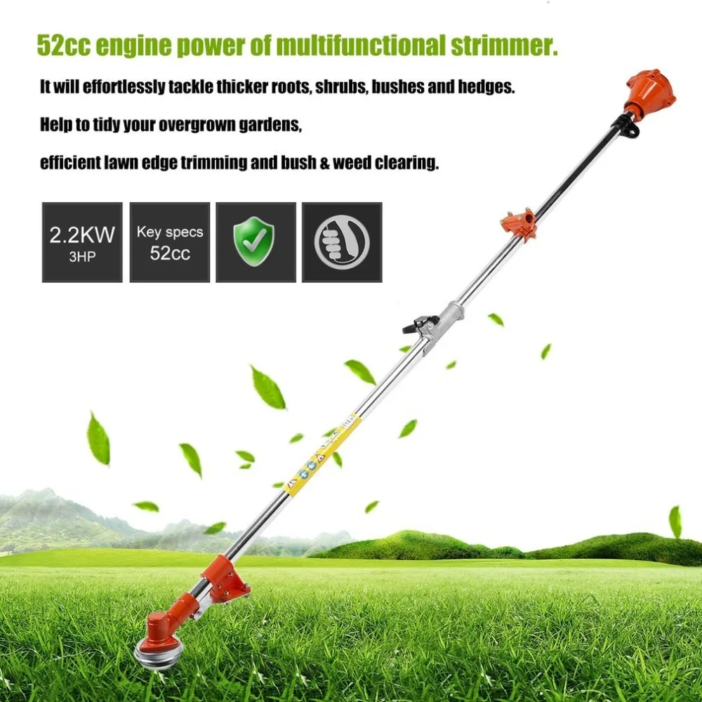 Kaufen 52cc Multifunktionale Benzin Outdoor Gras Strimmer Freischneider Trimmer Garten Rasenmäher Stippruten Bar
