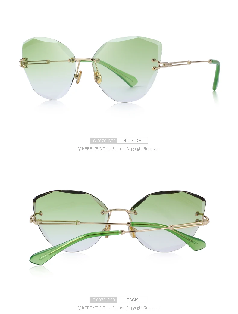 MERRYS дизайн для женщин без оправы Солнцезащитные очки с градиентными линзами UV400 защита S6078