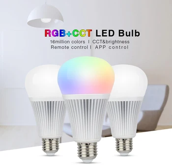 

AC 100V 110V 127V 220V 230V 9W E27 Mi Light RGB+CCT LED Bulb 2.4G RF Remote Wireless WiFi Control RGB+White+Warm white LED Lamp