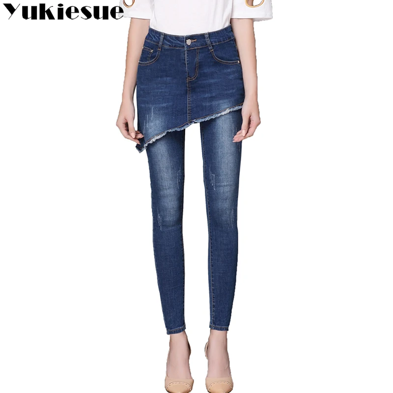 YUKIESUE женские джинсы высокий Васит винтажный деним, джинсы для женщин обтягивающие длинные узкие брюки юбки Джинсы женские большие размеры