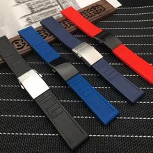 Лидирующий бренд ремешок для часов из силиконовой резины Черный Синий Красный 22 мм 24 мм браслет для navitimer/мститель/Breitling ремешок браслет логотип на