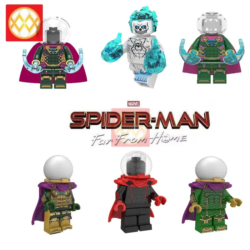 

Mysterio Bricks Single Spiderman Far From Home Peter Parker MJ Hydro-man Happy Hogan Nick Furry Building Blocks kids Toys gift