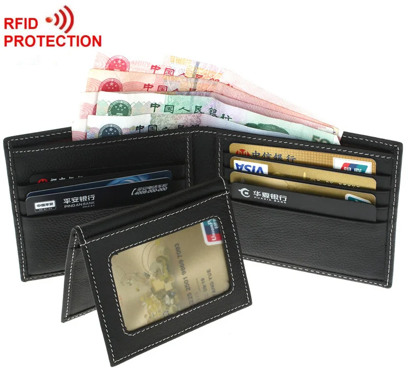 RF2 2016 new stylish bifold purse with detachable card holder+ RFID BLOCKING Men wallet+ genuine cow Leather +RFID protection