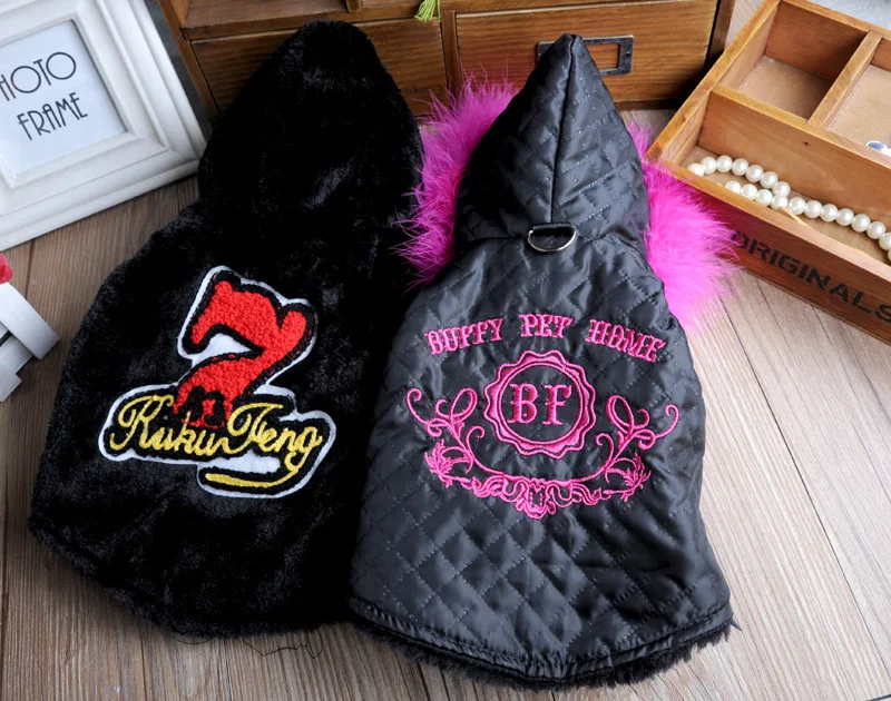 Two sides usage Winter Warm Small Dog Pet Clothes jacket with fur dog cat puppy Padded coat Hoodie skiing Jumpsuit