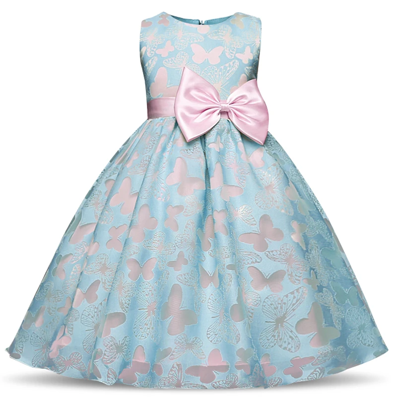 Новое Летнее Детское платье с бабочкой для девочек на свадьбу, с цветочным рисунком, праздничное платье принцессы, торжественные платья, одежда для дня рождения для маленьких девочек
