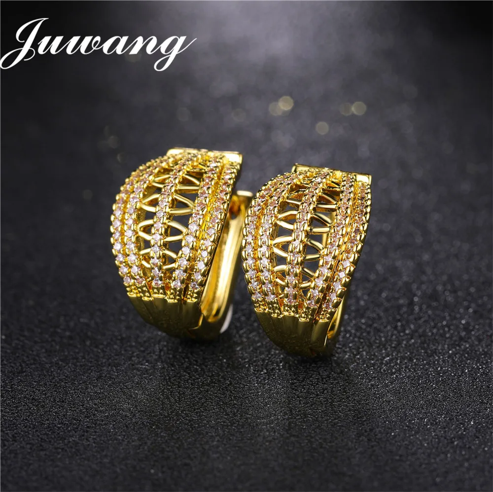 

JUWANG 2018 Big Hoop Earring for Women Luxury AAA+Cubic Zirconia Crystal Circle Party Earrings bijoux Fashion Jewelry Gift