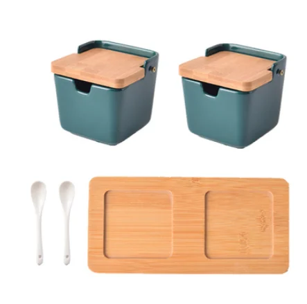 Лидер продаж, нордический набор для приправ, перец и соль, кухонная коробка для приправ, Набор банок для специй, кухонная утварь, домашний набор LFB836 - Цвет: dark green 2pcs