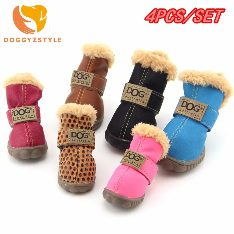 

Winter Pet Dog Shoes Waterproof 4Pcs/Set Small Big Dog's Boots Anti Slip Sneaker For Chihuahua Puppy Pets Outdoor Products