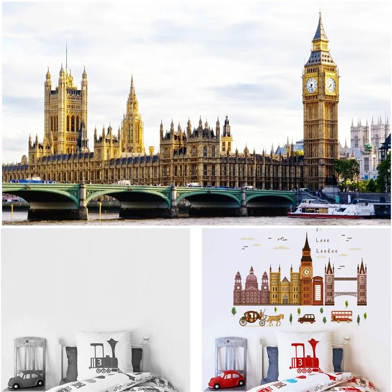 Famouslondon настенные Стикеры для зданий украшения дома кабинета Декорации фона ПВХ