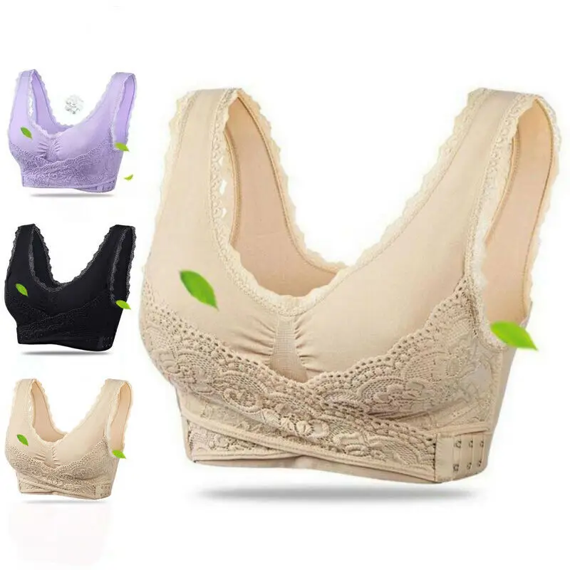 

Women Padded Push-up Bra Solid Front Cross Adjustable Side Lace Ladies Sport Bra Femme Underwear 3 Color
