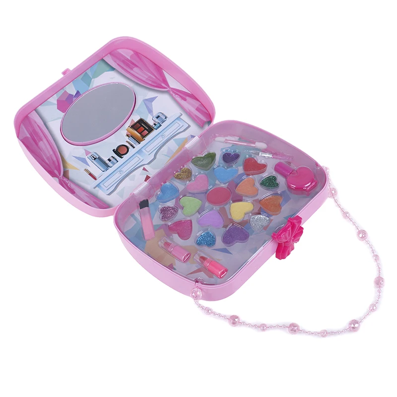 Детский набор для макияжа, безопасный Комплект косметики для макияжа для девочек, игрушка для макияжа, косметическая коробка для путешествий, игрушка для макияжа, игрушка для ролевых игр для девочек - Цвет: Розовый