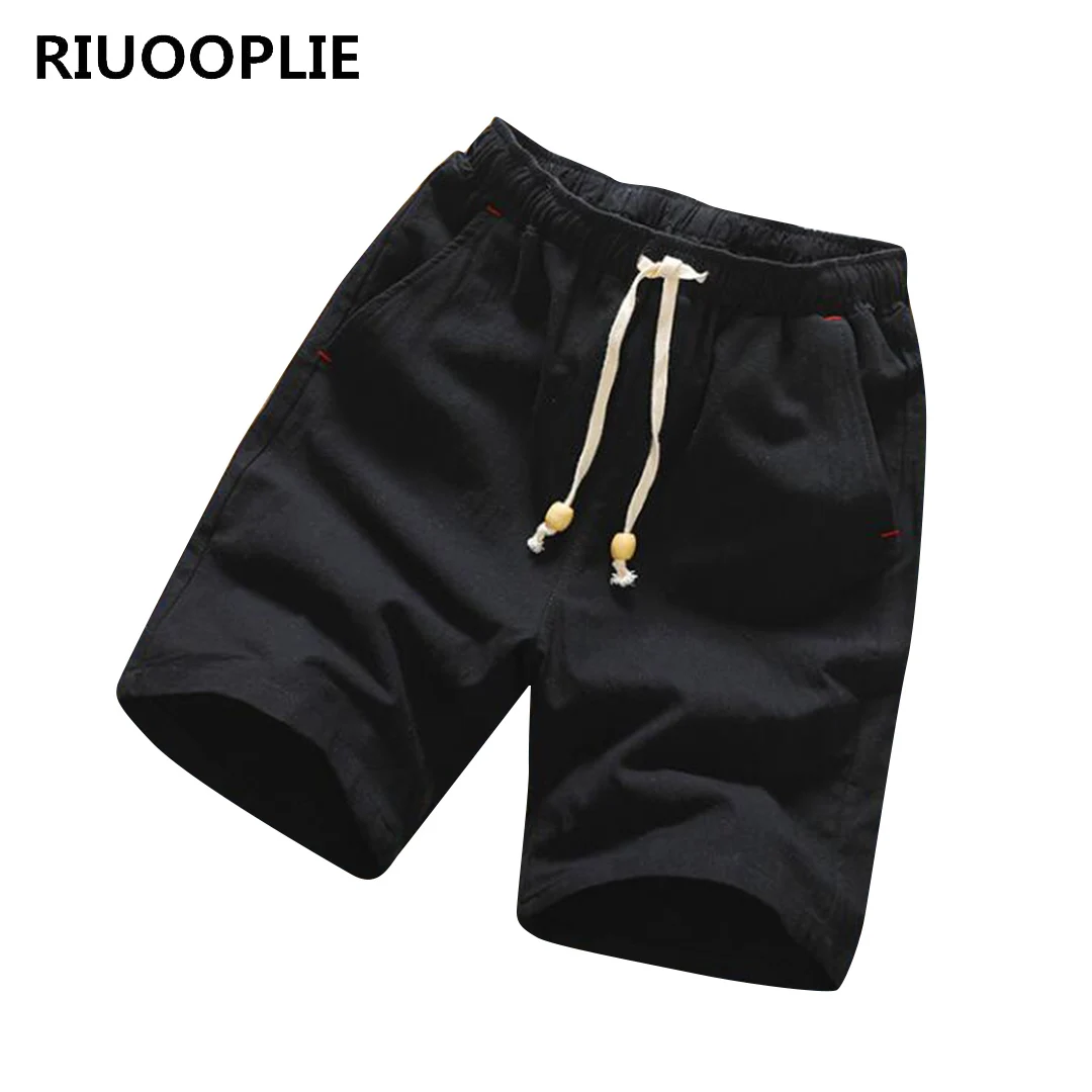 50% OFF RIUOOPLIE Men Women Linen Casual Loose Middle Pants Elastic Waist Travel Beach Shorts