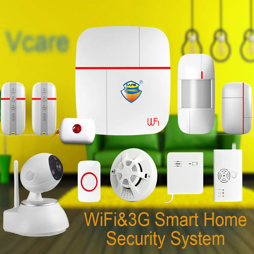 (1set)Vcare WIFI 3G WCDMA Smart Home Alarm Security System with Wireless Detector & Sensor & SOS