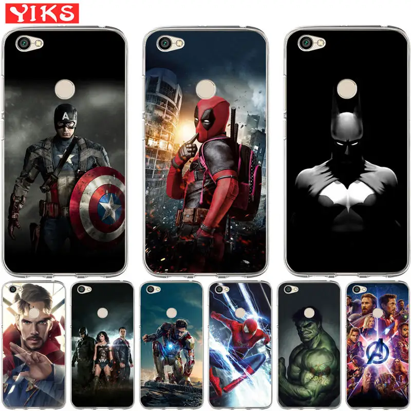 

Luxury Marvel Avengers Heroes For Xiaomi Redmi 3S 4X Mi 6 A1 5X Note 3 4 4X 5A 5 Plus Pro Prime Case Cover Coque Etui Fundas
