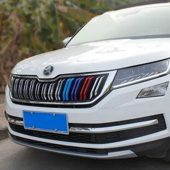 

AITWATT Car Styling Front Grille Three-color Modified Reflective Car Sticker And Decal 3Pcs For Skoda Kodiaq 2017 2018 2019