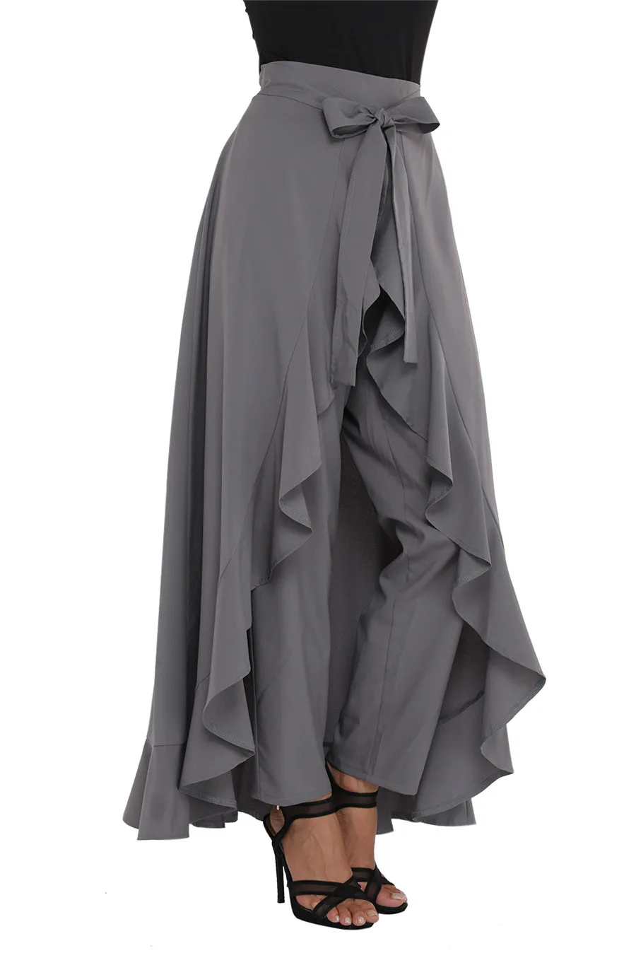 Grey-Chiffon-Tie-Waist-Ruffle-Palazzo-Pants-LC77034-11-1