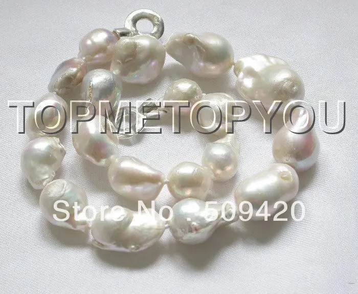 

FREE SHIPPING>>@> HOTDetails about 29mm natural luster white Reborn keshi pearls necklace 925s clasp E1534