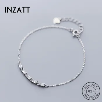 

INZATT Real 925 Sterling Silver Geometric Square Zircon Bracelet For Elegant Women Party Cute Fine Jewelry MInimalist Accessorie