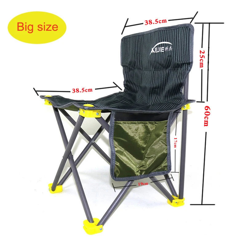 

portable folding fishing chair Backrest durable chair fishing Metal Nylon Oxford cloth Outdoor fishing supplies with pocket