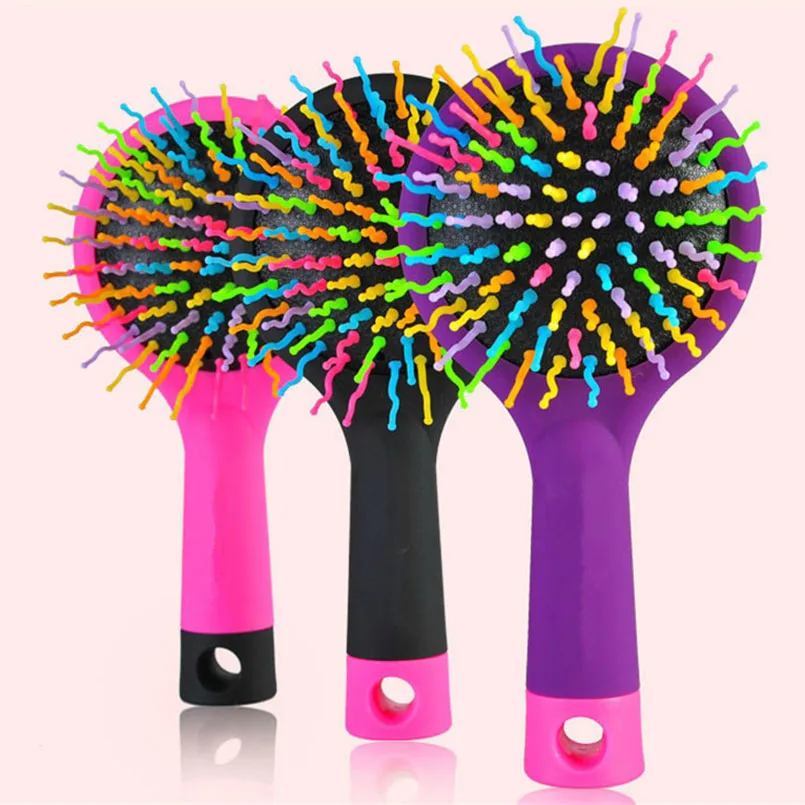 

Rainbow Hair Comb Volume Anti-static Magic Hair Curl Straight Massage Comb Brush Mirror Styling Tool escova de cabelo Hair Brush
