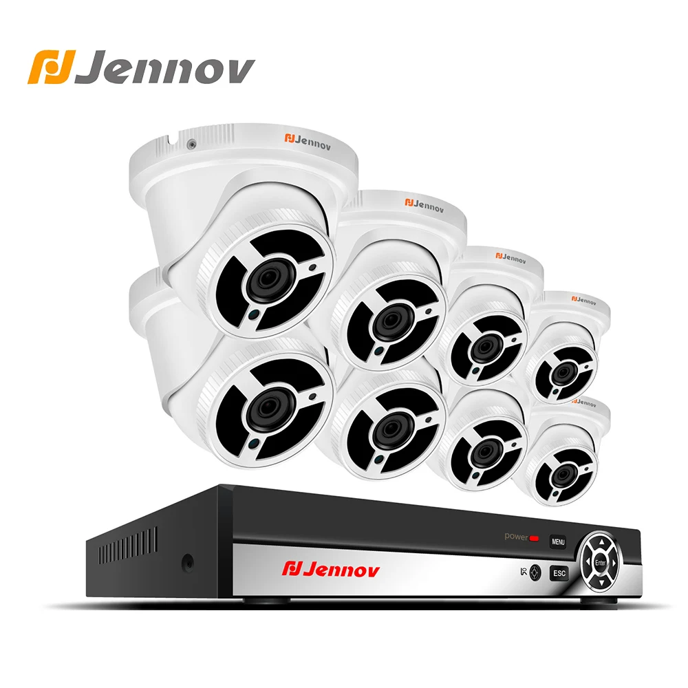 Jennov 2MP 1080 P 8CH HD видеонаблюдение POE Комплект IP Камера P2P CCTV NVR безопасности набора Камера Системы купол Камера s Водонепроницаемый