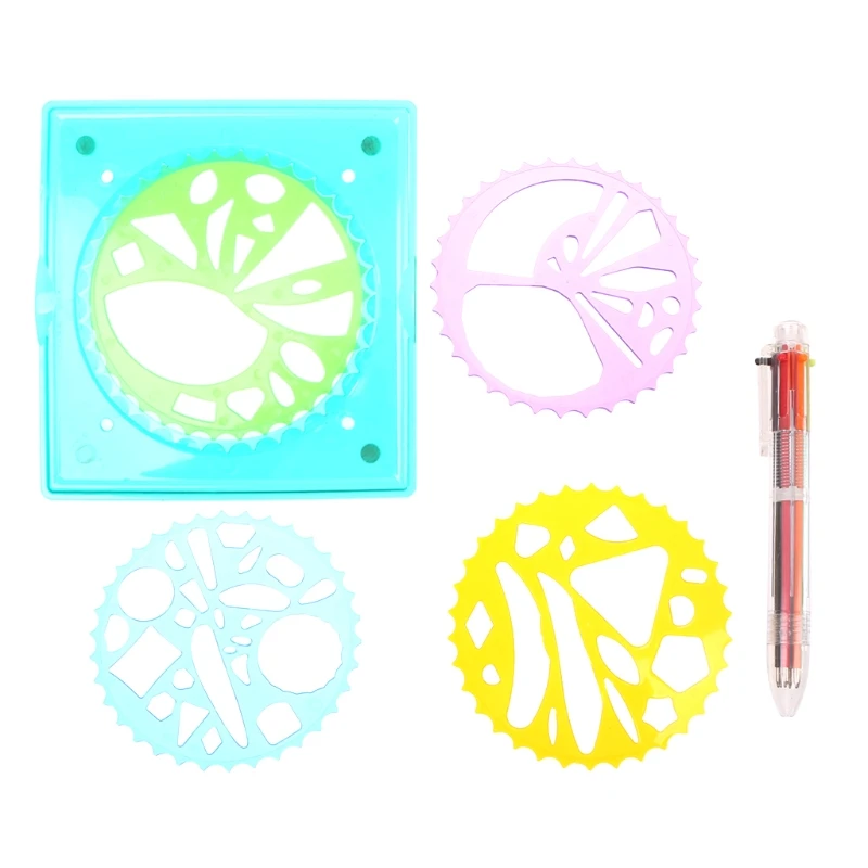 

Spirograph Set Draw Spiral Design Interlocking Gears Wheel Pen Drawing Paint Toy