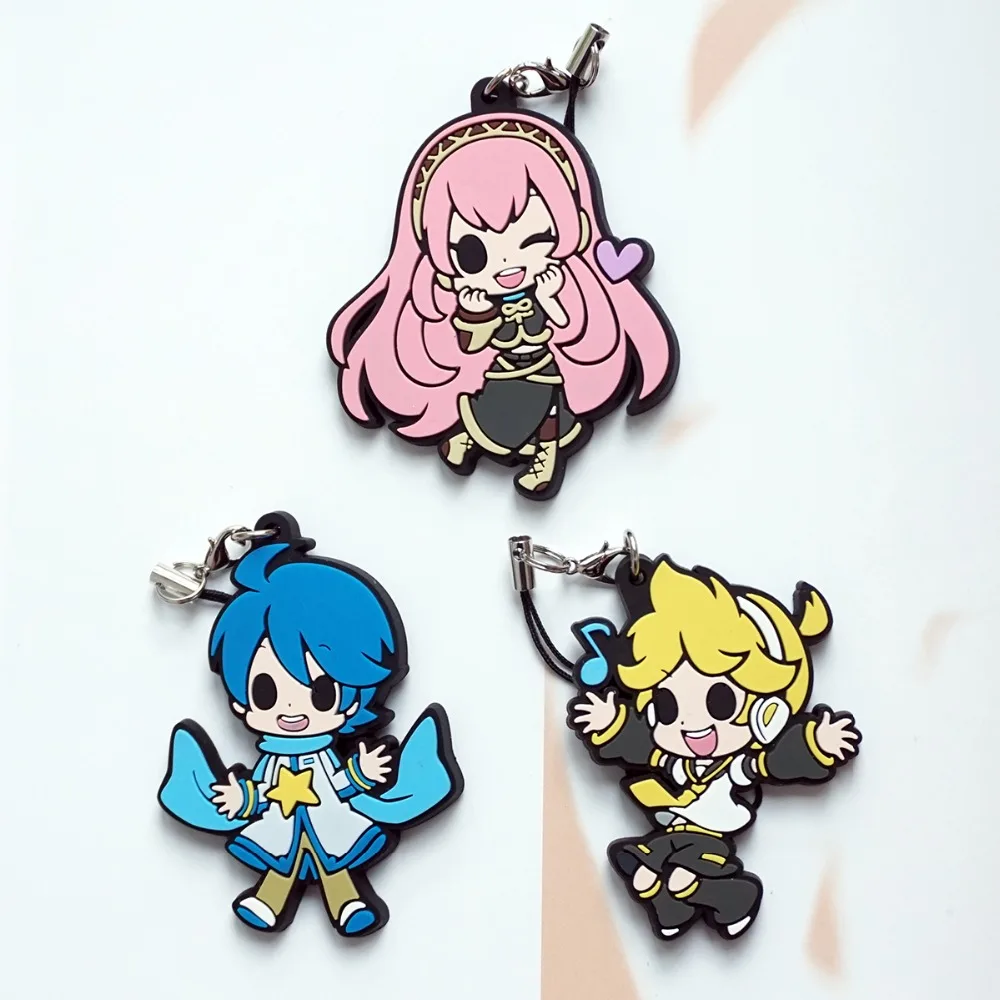 

KAITO  Kagamine Len Megurine Luka Anime VOCALOID 2 Rubber Resin Kawaii Keychain Pendant