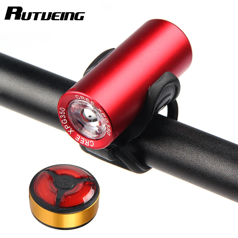

RUTVEING Bicycle Light USB Rechargeable Handlebar Light Waterproof Bike Frame Flashlight Built-in Battery Cycling Light Sets