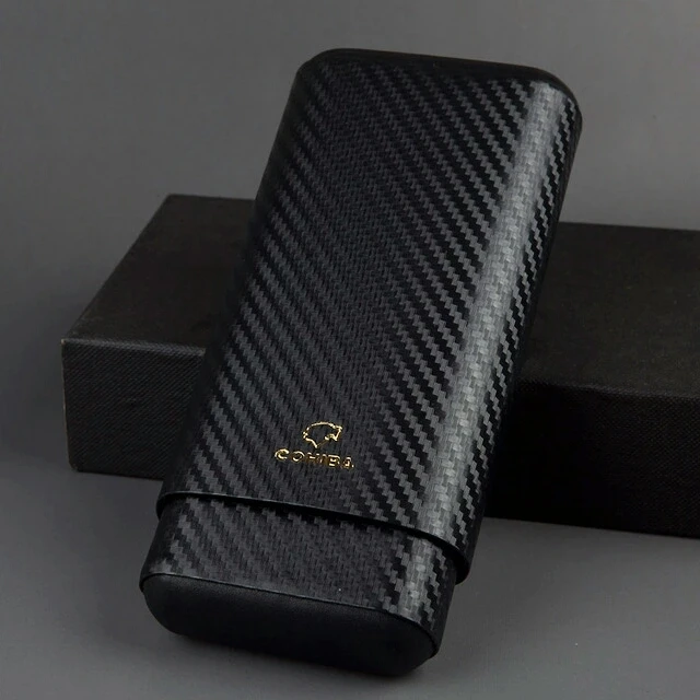 

Luxury Super Large Size Black Cedar Wood Lined Travel Cigar Case Holder 3 Tube