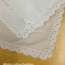 Модные женские носовые платки 12 шт./партия 11x11White100% хлопок Свадебные носовые платки вышитые кружевные платочки для особых случаев