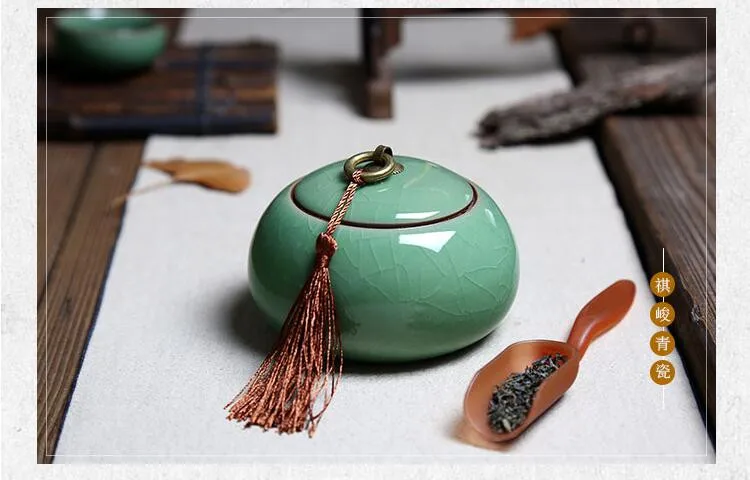 Китайская керамическая коробка для еды с крышкой, первоклассная хрустящая глазурь Longquan Celadon ceramic s чай Caddy чайная канистра чайная фарфоровая банка
