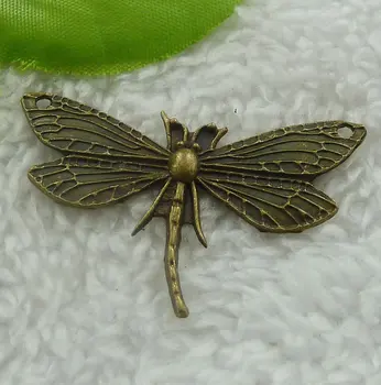 

80 pieces antique bronze dragonfly connectors 49x31mm #2333
