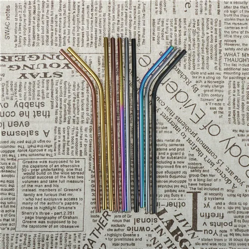 5 pcsColorful многоразовые DrinkingStraw нержавеющая сталь металлическая соломинка с 1 Очиститель BrushFor HomeParty бар интимные аксессуары нержавеющая сталь