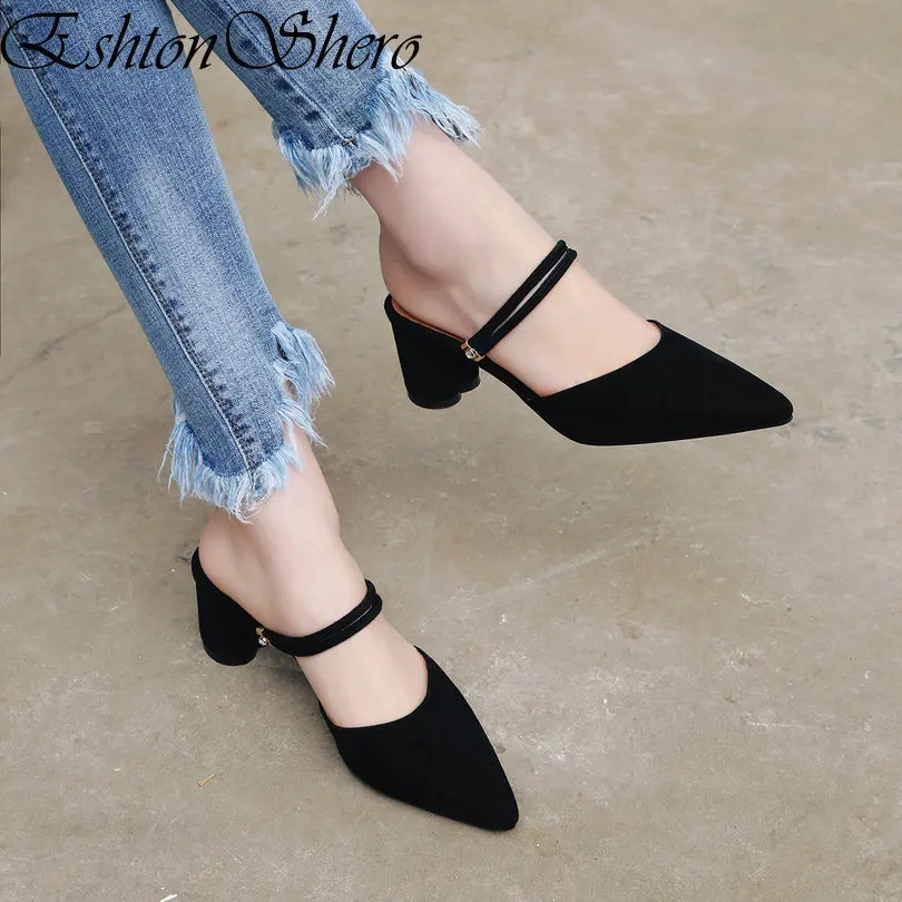 

EshtonShero Women Sandals Summer Shoes Woman Square High Heel Pointed Toe Platform Slingback Ladies Wedding Shoes Size 34-39