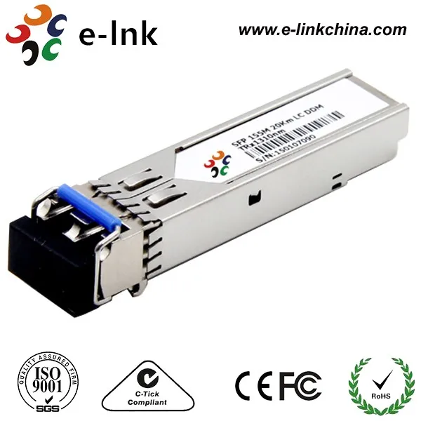 

155M SFP, 100BASE-FX, LC, Dual Fiber, 1310nm; Up to 2km on MMF, LC, -40C~+85C