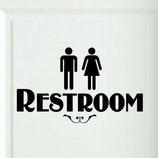 funny restroom vinyl sticker door bathroom sign men women stylish