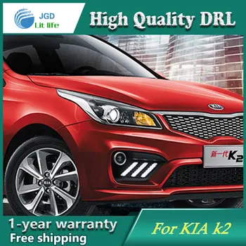 

Free shipping 12V 6000k LED DRL Daytime running light case for Kia K2 2017 fog lamp frame Fog light