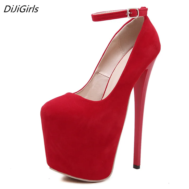 red platform thick heels