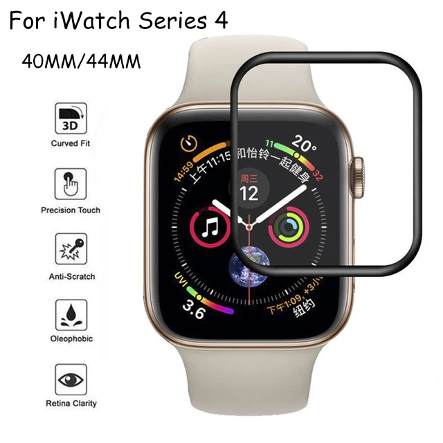 3D изогнутое полное покрытие закаленное Стекло для наручных часов Apple Watch Series 4/3/2/1 Экран защитный Стекло для наручных часов iWatch, 40 мм 44 мм, 38 мм, 42 мм