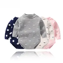 Хлопковый комбинезон в горошек с короткими рукавами для новорожденных мальчиков и девочек, комбинезон с буквенным принтом, комплект одежды