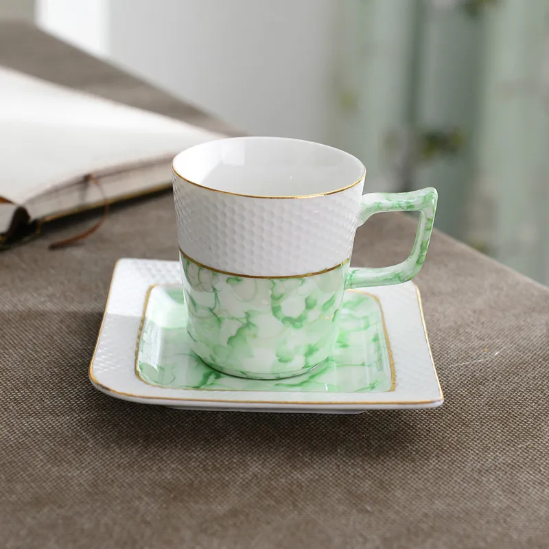

Ivory Porcelain Tea Cup Saucer Spoon Set Coffee Sevice Cup Elegant Light Luxury Espresso s Style Father's Day gift 6JOP13