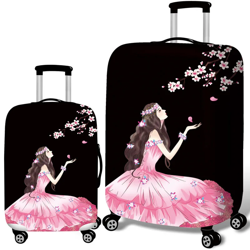 

Beautiful Girls With Flower Trolley Suitcase Protective Cover 18-32 Inch Elastic Luggage Cover Famale Dust Rain Bags Accessories