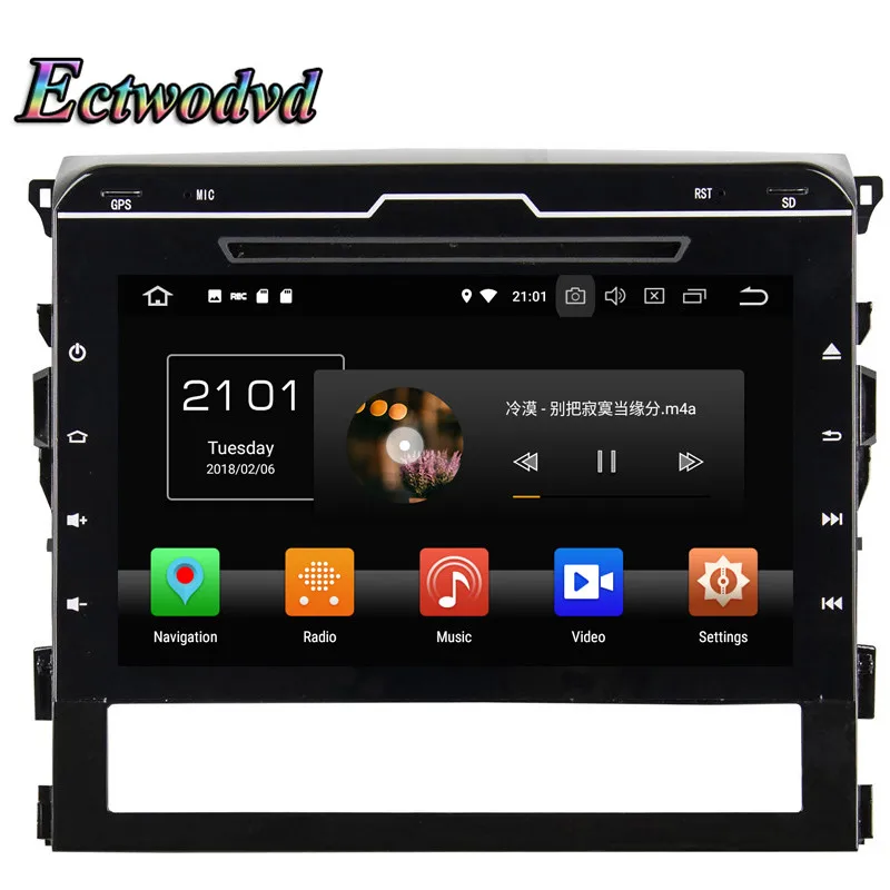 Discount Ectwodvd Octa Core 4G RAM 64G ROM Android 9.0 Car Multimedia DVD Player GPS HeadUnit for Toyota Land Cruiser 2016 2017 2018- 4