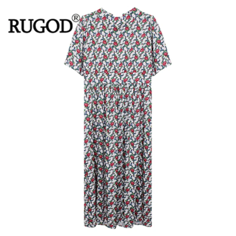 Женское платье с цветочным принтом RUGOD Длинное свободное макси открытой спиной и
