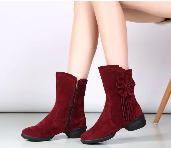Hot sale spring autumn size35~42 lady soft sole dancing shoes for women's jazz dance shoes plaza modern boots black red