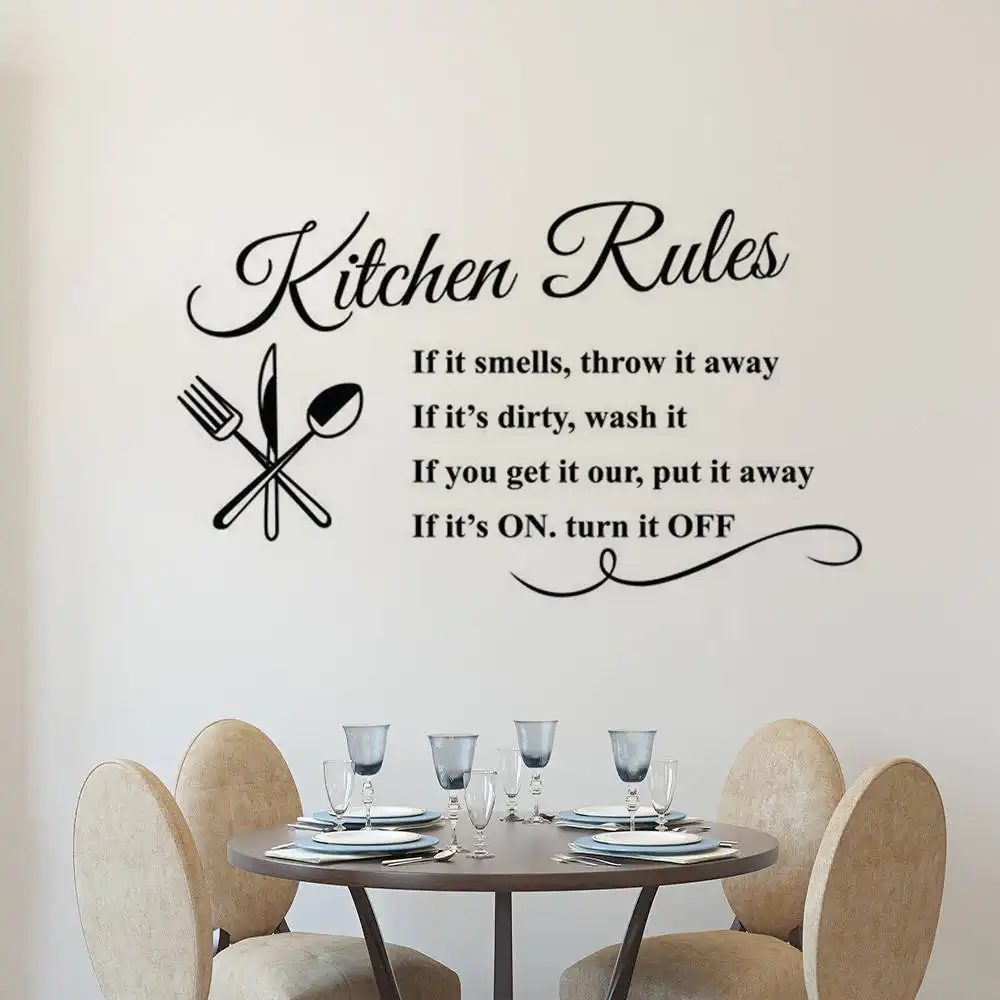 Kitchen Rules Wall Decal Removable Kitchen Quote Wall Sticker Restaurant Home Decor Design Kitchen Rule Wall Art Poster Ay1419 Wall Stickers Aliexpress
